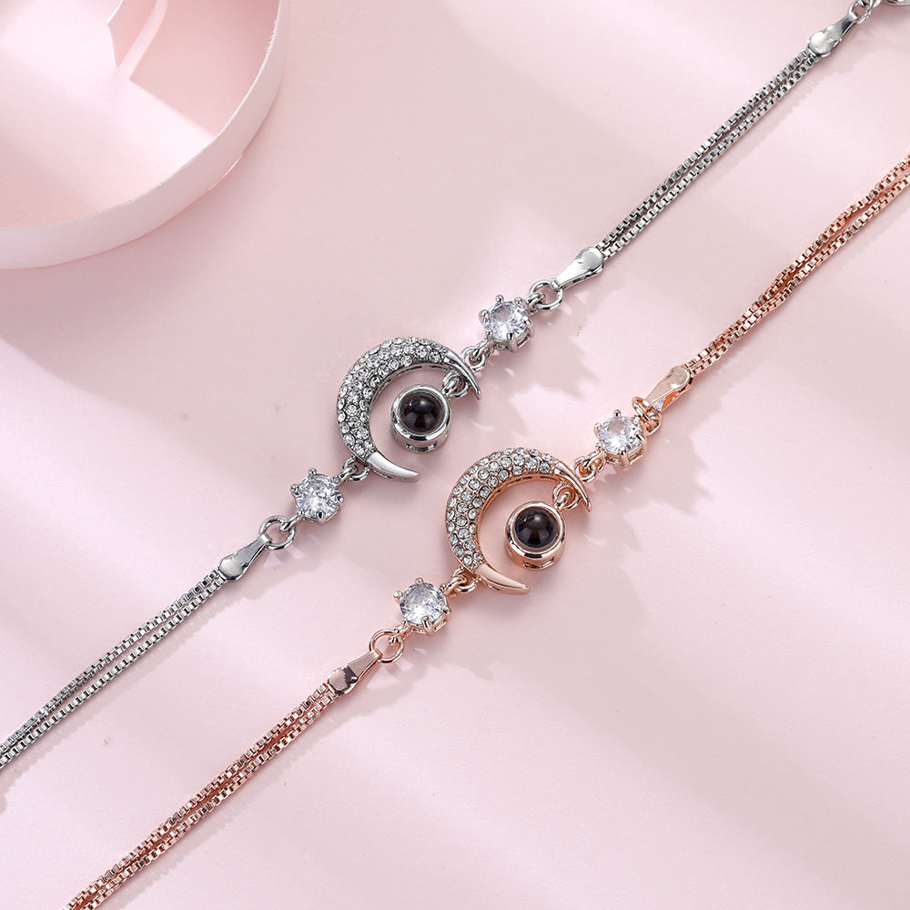 Custom Moon Shaped Photo Projection Bracelet