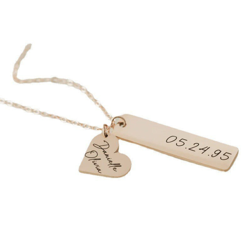 Custom Heart & Square Lettering Necklace