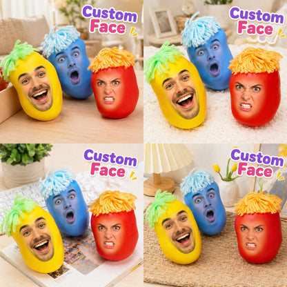 Collage of custom face squishy toy designs