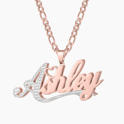 Custom Double Rose Gold Name Necklace