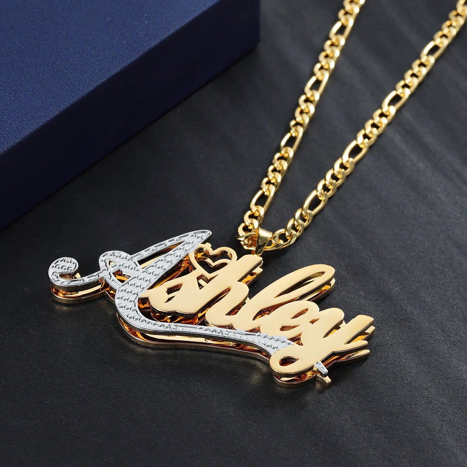 Custom Double 18K Gold Plated Name Necklace