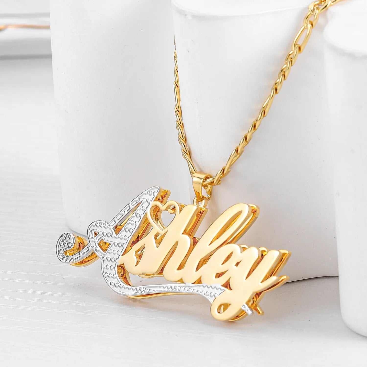 Custom Double 18K Gold Plated Name Necklace