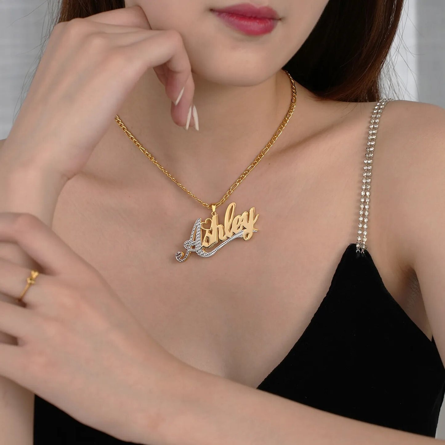 Custom Double 18K Gold Plated Name Necklace