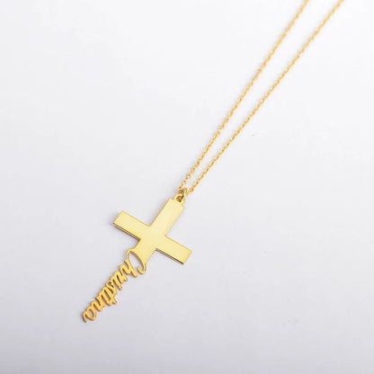 Vintage Christian Customized Cross Necklace With Name