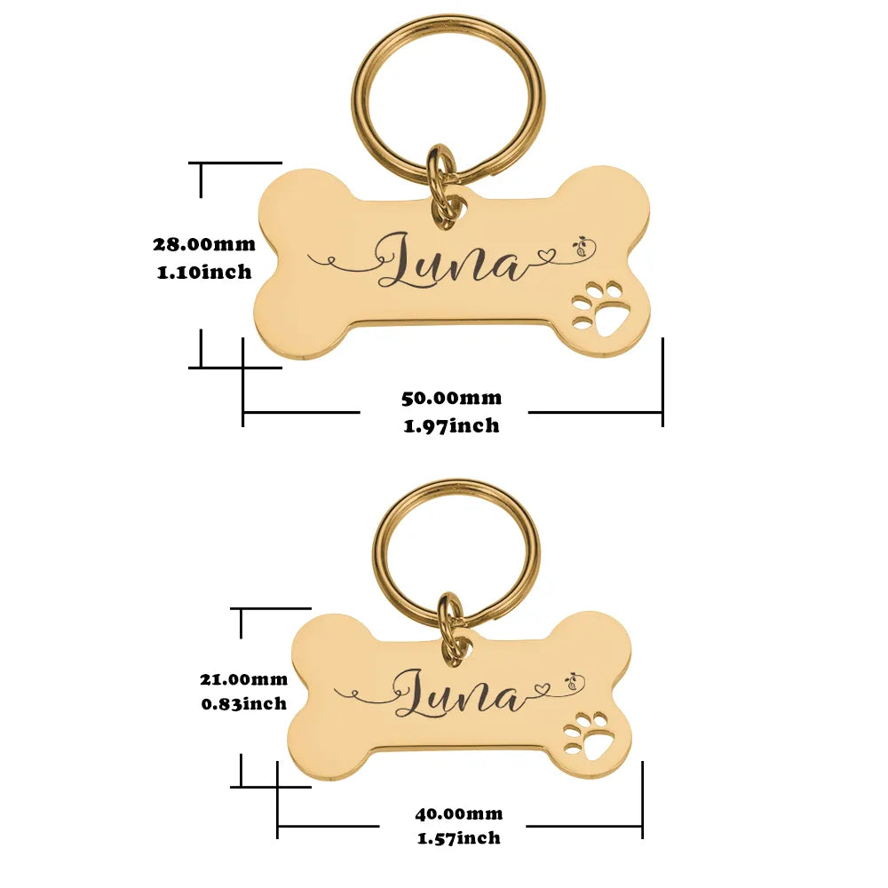 Customized Dog Tags size chart