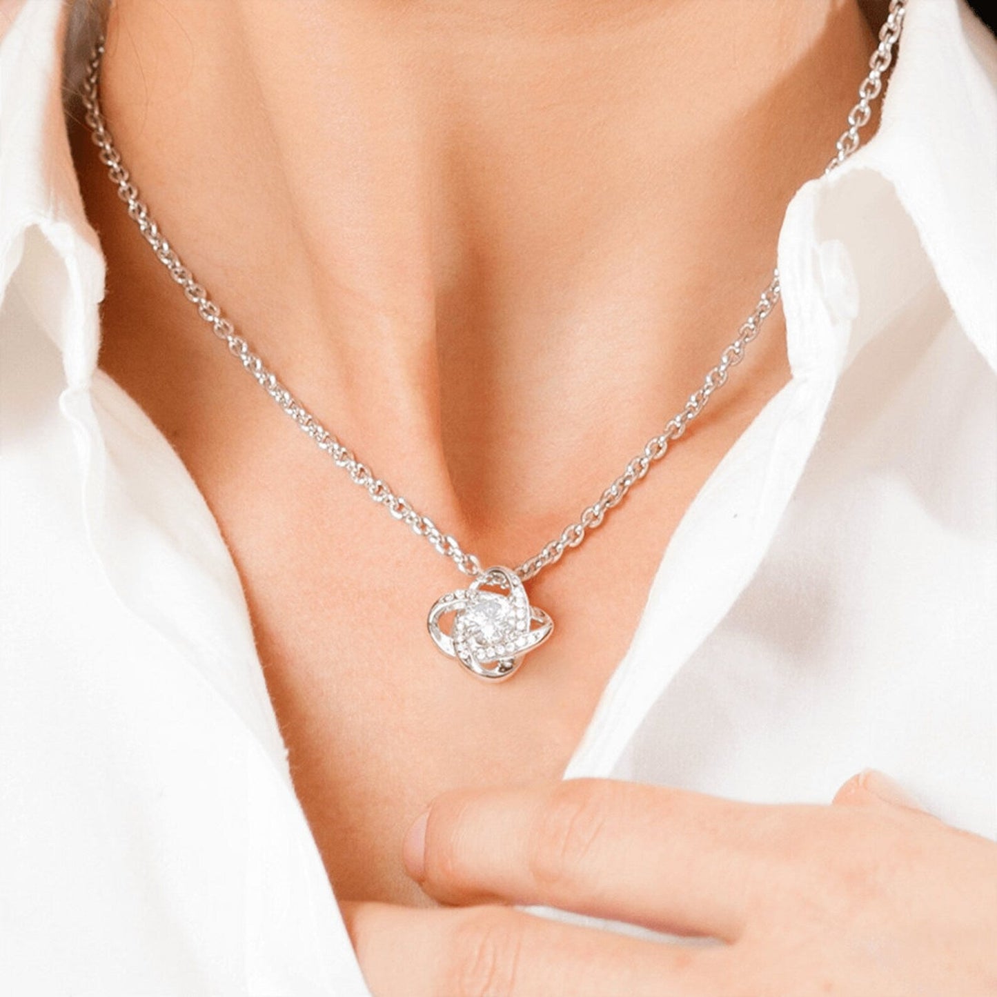 14k White Gold Necklace - With Real Rose - To My Love