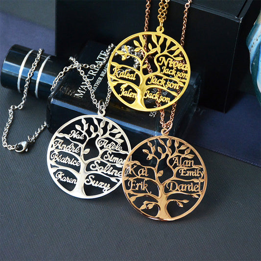 Albero genealogico personalizzato personalizzato con collana con nome