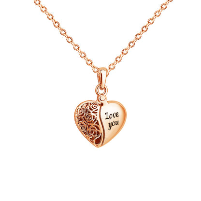 Personalized heart-shaped semi hollow Peach Heart Necklace