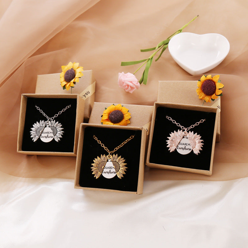 You Are My Sunshine Necklace in Gold With Gift Box