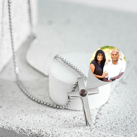 Personalized Picture Projection cross Necklace