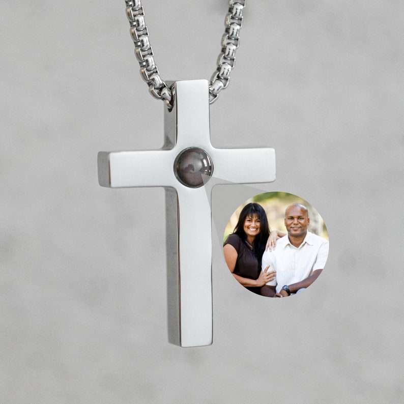 Personalized Picture Projection cross Necklace