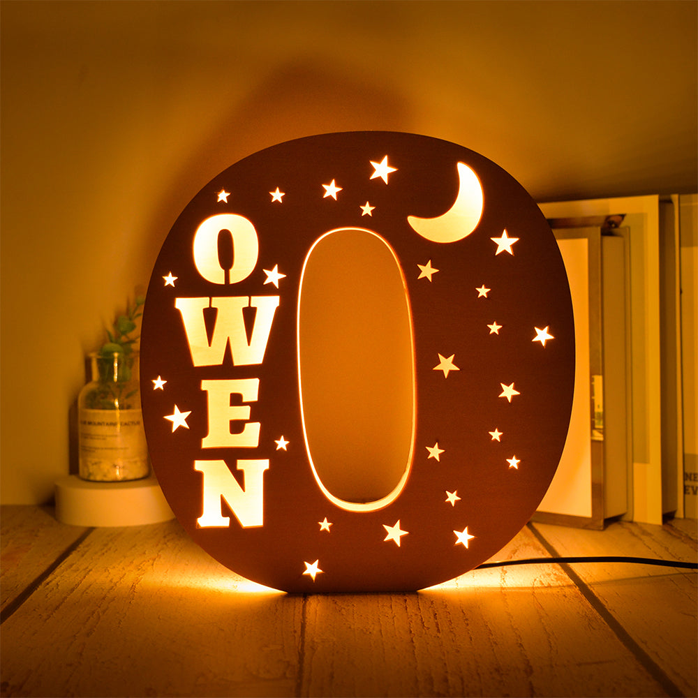 Custom 26 Letters Hollow with Stars Wooden Lamp