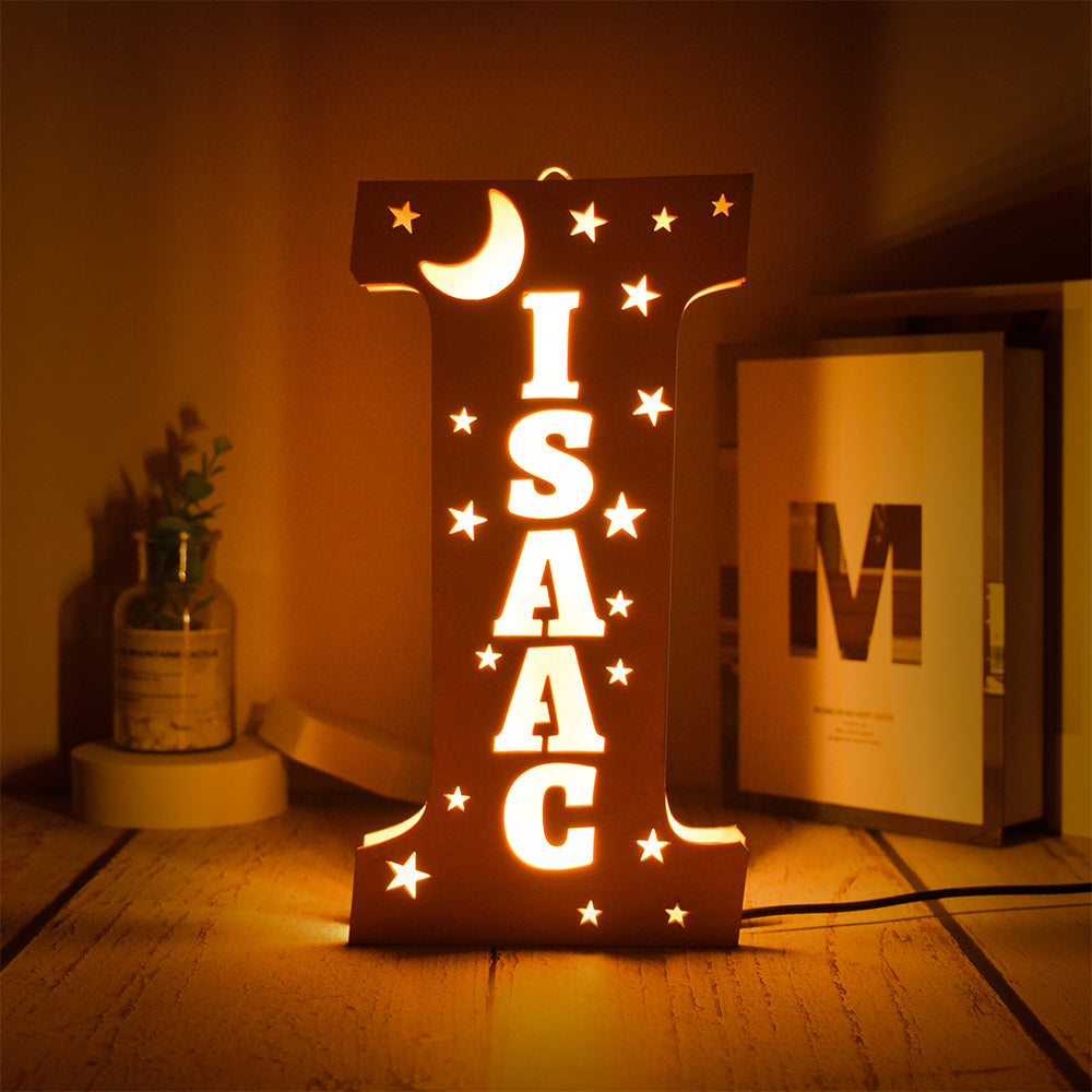 Custom 26 Letters Hollow with Stars Wooden Lamp