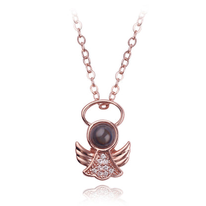 Custom Angel Shape Photo Projection Necklace