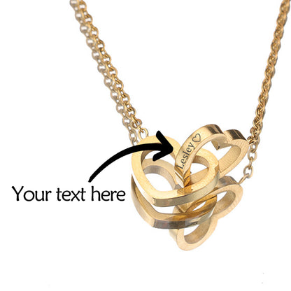 Eleganza rotante: collana personalizzata con doppio cuore con confezione regalo di lusso