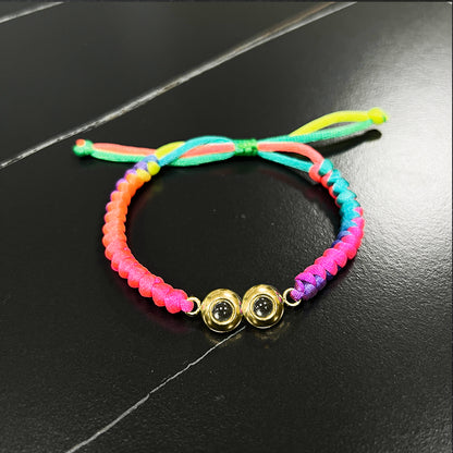 Personalized Snake Knot Braided Rope Double Charm Projection Bracelet