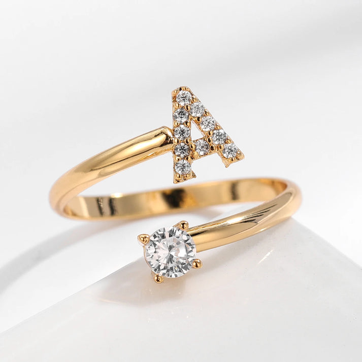 Sparkle Initial Ring: Tailored Elegance