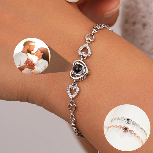 Personalised Heart Projection Bracelet With Photo Inside by Wakera